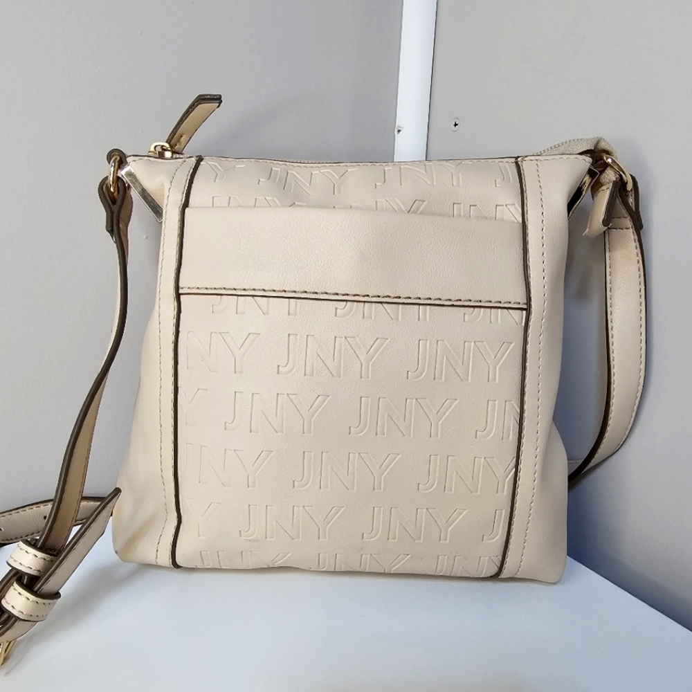 Jones New York Beige Cream Butter Soft Pleather Embossed Crossbody Purse Neutral